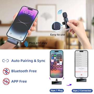 SILVER AUTUMN Wireless Lavalier Microphone for iPhone and Android Devices，Noise Reduction Lapel Mic for Recording, Lav Mic for Video Recording, Tiktok, YouTube, Vlog