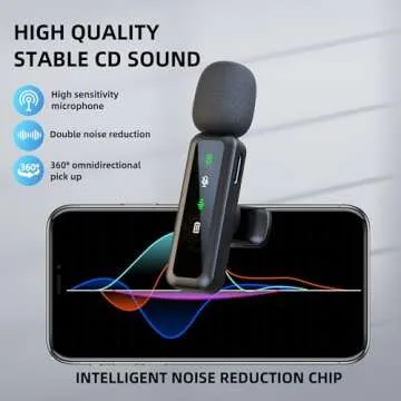 SILVER AUTUMN Wireless Lavalier Microphone for iPhone and Android Devices，Noise Reduction Lapel Mic for Recording, Lav Mic for Video Recording, Tiktok, YouTube, Vlog