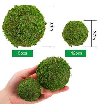 18 Pack Decorative Faux Dried Moss Balls for Home Decor