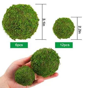 18 Pack Decorative Faux Dried Moss Balls for Home Decor