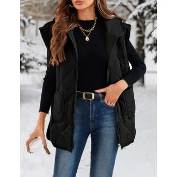 LEANI Women's Quilted Puffer Vest Sleeveless Hooded