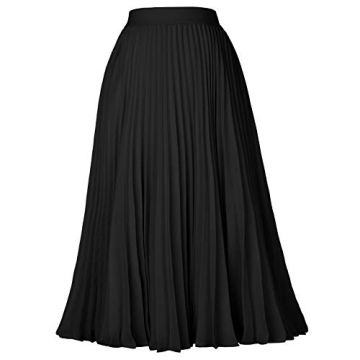 Stylish Kate Kasin Flared Midi Skirt in Elegant Black