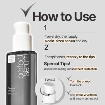 Mise En Scene Perfect Watery Serum for Hair Moisturizing - Korean Hair Argan Oils, Hair Essence for Hydrating with Citrus Scent, Derma Test Completed, 2.70 fl. Oz