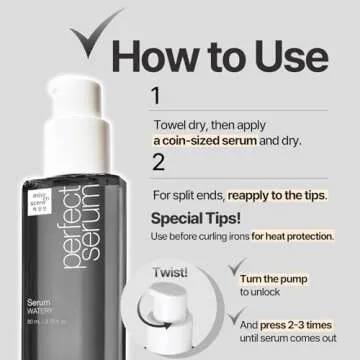 Mise En Scene Perfect Watery Serum for Hair Moisturizing - Korean Hair Argan Oils, Hair Essence for Hydrating with Citrus Scent, Derma Test Completed, 2.70 fl. Oz