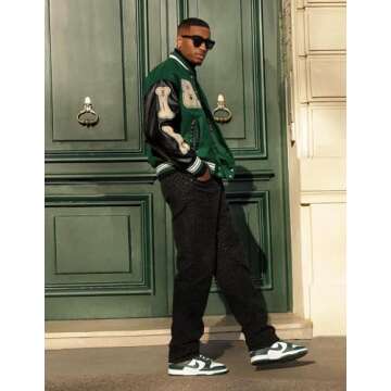 Aelfric Eden Varsity Jacket - Vintage Green Oversized Bomber for All