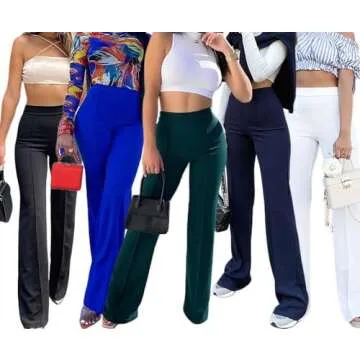 Stylish High Waist Navy Blue Flare Pants for Women