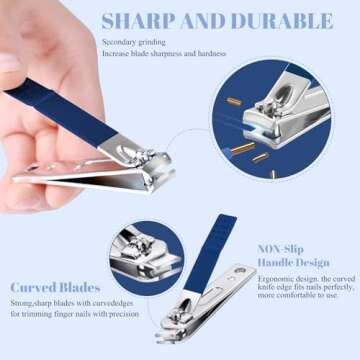 Manicure Set Pedicure Kit Nail Clippers Set Fingernail Clipper Set Ingrown Toenail Nail Kit Scissor Nail Trimmer Kit 18 Pieces Women and Men’s Care Grooming Tools with Fine Case (Dark Blue_18 Pieces)