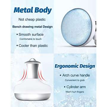 Tillsok Ice Roller for Face, 2 Pcs Facial Massager and Skin Care Tools with Cooling and Rolling, Eye and Face Massage Roller for Reducing Puffiness, Fine Lines and Wrinkles, Gifts for Women(White)