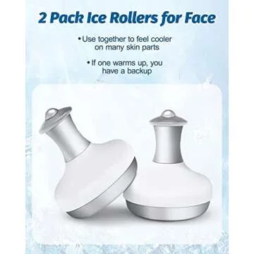 Tillsok Ice Roller for Face, 2 Pcs Facial Massager and Skin Care Tools with Cooling and Rolling, Eye and Face Massage Roller for Reducing Puffiness, Fine Lines and Wrinkles, Gifts for Women(White)