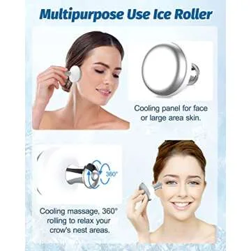 Tillsok Ice Roller for Face, 2 Pcs Facial Massager and Skin Care Tools with Cooling and Rolling, Eye and Face Massage Roller for Reducing Puffiness, Fine Lines and Wrinkles, Gifts for Women(White)