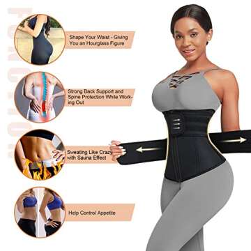 Wonder-Beauty Waist Trainer for Women Plus Size Two Belts Neoprene Workout Corset Waist Cincher Trimmer with Zipper