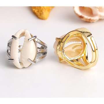 Mrotrida Shell Ring for Women Fashion Natural Sea Shell Finger Rings Bohemian Midi Rings