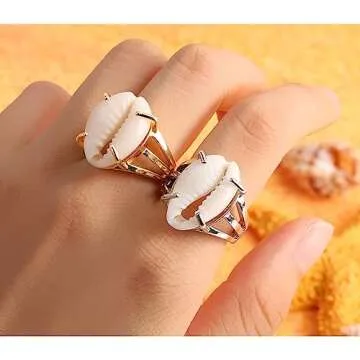 Mrotrida Shell Ring for Women Fashion Natural Sea Shell Finger Rings Bohemian Midi Rings