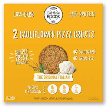 Cali'flour Foods Gluten Free, Low Carb Cauliflower Pizza Crusts - 6 Original Italian Crusts, 2 Sweet Red Pepper Crusts, and 2 Spicy Jalapeno Crusts - 5 Boxes (10 Total Crusts, 2 Per Box)