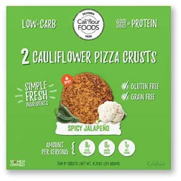 Cali'flour Foods Gluten Free, Low Carb Cauliflower Pizza Crusts - 6 Original Italian Crusts, 2 Sweet Red Pepper Crusts, and 2 Spicy Jalapeno Crusts - 5 Boxes (10 Total Crusts, 2 Per Box)