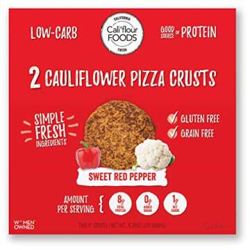 Cali'flour Foods Gluten Free, Low Carb Cauliflower Pizza Crusts - 6 Original Italian Crusts, 2 Sweet Red Pepper Crusts, and 2 Spicy Jalapeno Crusts - 5 Boxes (10 Total Crusts, 2 Per Box)