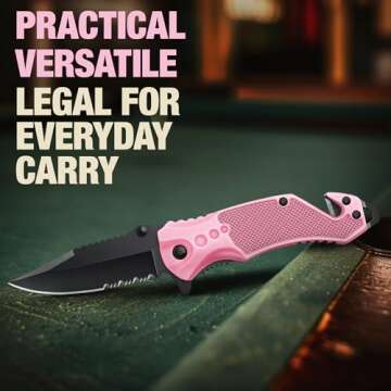 GOOD WORKER Legal Pink Pocket Knife for Women Self Defense - 2.95” Serrated Folding Blade Knives - Cute Girl Tool - Gifts Idea for Her - Perfect for Gilfriend Wife Woman - Gifts for Mother 6680 P
