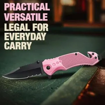 GOOD WORKER Legal Pink Pocket Knife for Women Self Defense - 2.95” Serrated Folding Blade Knives - Cute Girl Tool - Gifts Idea for Her - Perfect for Gilfriend Wife Woman - Gifts for Mother 6680 P