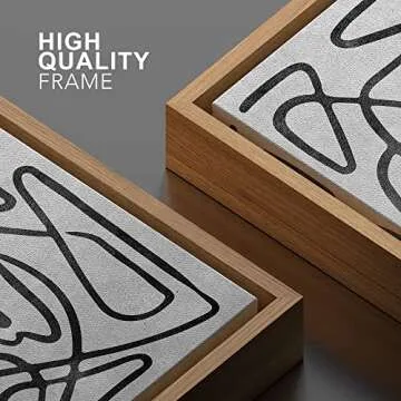 SIGNWIN Framed Canvas Wall Art Hand Drawn Organic Lines Abstract Brushstroke Illustrations Minimalism Modern Closeup Urban Duotone Black and White for Dinning Room - 24 inch x 36 inch Natural,Horse