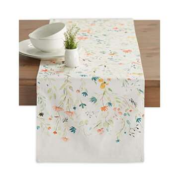 Maison d' Hermine Table Runner 100% Cotton 14.50 Inch x 108 Inch Decorative Table Runners, Dining, Kitchen, Parties & Camping, Colmar (Double Layer) - Spring/Summer