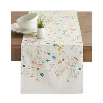 Maison d' Hermine Table Runner 100% Cotton 14.50 Inch x 108 Inch Decorative Table Runners, Dining, Kitchen, Parties & Camping, Colmar (Double Layer) - Spring/Summer