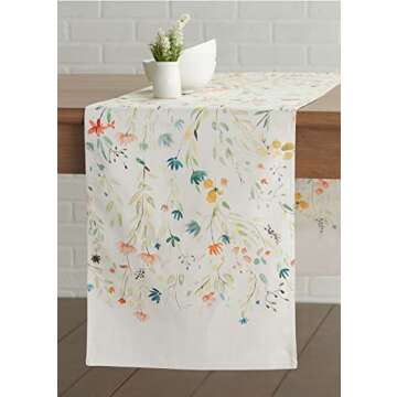 Maison d' Hermine Table Runner 100% Cotton 14.50 Inch x 108 Inch Decorative Table Runners, Dining, Kitchen, Parties & Camping, Colmar (Double Layer) - Spring/Summer