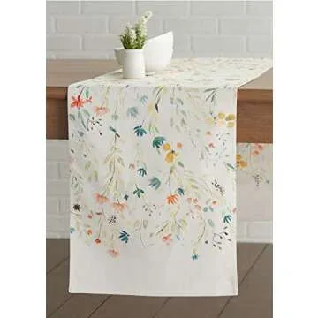 Maison d' Hermine Table Runner 100% Cotton 14.50 Inch x 108 Inch Decorative Table Runners, Dining, Kitchen, Parties & Camping, Colmar (Double Layer) - Spring/Summer
