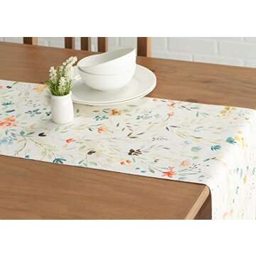 Maison d' Hermine Table Runner 100% Cotton 14.50 Inch x 108 Inch Decorative Table Runners, Dining, Kitchen, Parties & Camping, Colmar (Double Layer) - Spring/Summer