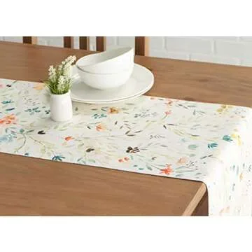 Maison d' Hermine Table Runner 100% Cotton 14.50 Inch x 108 Inch Decorative Table Runners, Dining, Kitchen, Parties & Camping, Colmar (Double Layer) - Spring/Summer