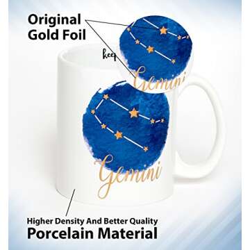 Gemini Mug - Jumbo 22Oz Zodiac Mug Astrology Decor Constellation Mug For All Horoscopes Signs. Coffee Mugs For Women, Perfect Horoscope Gifts Mug With Quotes. Bpa Free Porcelain Mug By Ankit