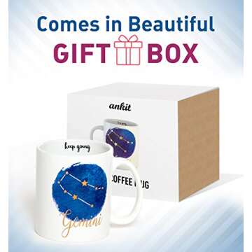 Gemini Mug - Jumbo 22Oz Zodiac Mug Astrology Decor Constellation Mug For All Horoscopes Signs. Coffee Mugs For Women, Perfect Horoscope Gifts Mug With Quotes. Bpa Free Porcelain Mug By Ankit