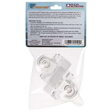 Ocean Nutrition Fish Feeder Seaweed Clips for Saltwater Fish - Aquarium Suction Cups, Holds Food Int...