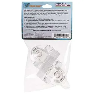 Ocean Nutrition Fish Feeder Seaweed Clips for Saltwater Fish - Aquarium Suction Cups, Holds Food Int...
