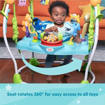 Bright Starts Disney Baby Finding Nemo Sea of Activities Baby Activity Center Jumper with Interactive Toys, Lights, Songs & Sounds, 6-12 Months (Blue)