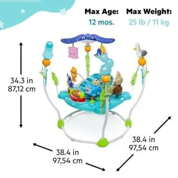 Bright Starts Disney Baby Finding Nemo Sea of Activities Baby Activity Center Jumper with Interactive Toys, Lights, Songs & Sounds, 6-12 Months (Blue)