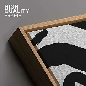 Zenobia Framed Canvas Print Wall Art Swirling Paint Stroke Lines Abstract Shapes Illustrations Minimalism Chic Fun Cool Black and White for Living Room, Bedroom, Office - 16"x24" NATURAL