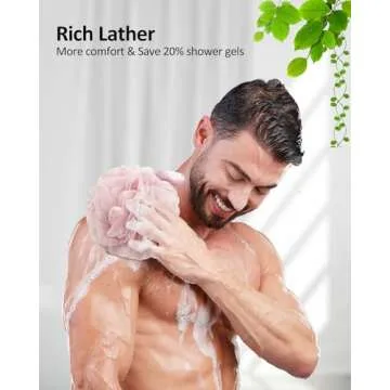 Bathflor 6-in-1 Shower Loofah Sponge with Long Handle