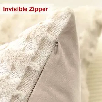 OTOSTAR Set of 2 Xmas Soft Plush Short Wool Velvet Decorative Throw Pillow Covers Square Luxury Style Cushion Case Pillow Shell for Sofa Bedroom Christmas Tree and Elk Cream Beige, 18x18 Inch