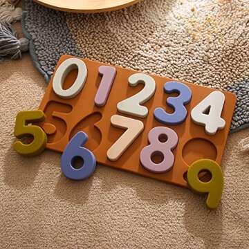 Mamimami Home Toddlers Montessori Learning Number Puzzle Toy Board for Kids Preschool Boys & Girls E...