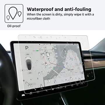 TopLight Premium Tempred Glass Screen Protector Compatible Tesla Model 3 Tesla Model Y 9H Anti Glare Scratch Finger print Navigation Protection-Glass HD Version