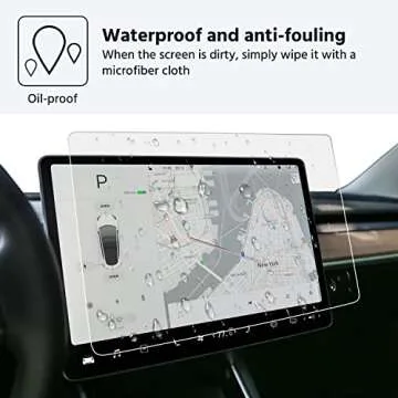 TopLight Premium Tempred Glass Screen Protector Compatible Tesla Model 3 Tesla Model Y 9H Anti Glare Scratch Finger print Navigation Protection-Glass HD Version