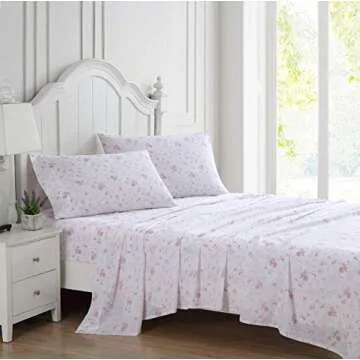 Laura Ashley Home - Queen Sheets, Soft Sateen Cotton Bedding Set - Sleek, Smooth, & Breathable Home ...
