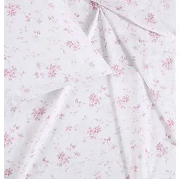 Laura Ashley Home - Queen Sheets, Soft Sateen Cotton Bedding Set - Sleek, Smooth, & Breathable Home Decor, Garden Muse Pink