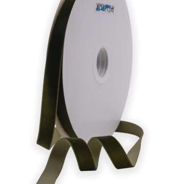 XMLMSH Olive Green Velvet Ribbon 5/8 Inch Moss Single Face Nylon for Gift Wrapping, Hair Bows, Choke...