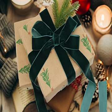 XMLMSH Olive Green Velvet Ribbon 5/8 Inch Moss Single Face Nylon for Gift Wrapping, Hair Bows, Choker, Wedding Decorations, Cafts, Bouquet - 25 Yards