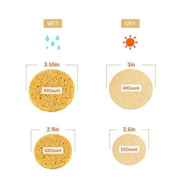 52-Count Facial Sponges Compressed Facial Cleaning Sponges, Face Cleansing Sponge SPA Massage Sponges Cleaning Exfoliating Sponge for Face