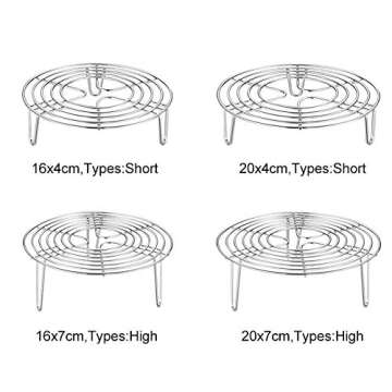 Round Steamer Rack and Cooling Rack,Stainless Steel Pot Trivet, Wire Steamer Kettle Rack Holder, Fit For Pots Cookware Pressure Cooker Pans Up, 8-Inches (size:16x4cm)