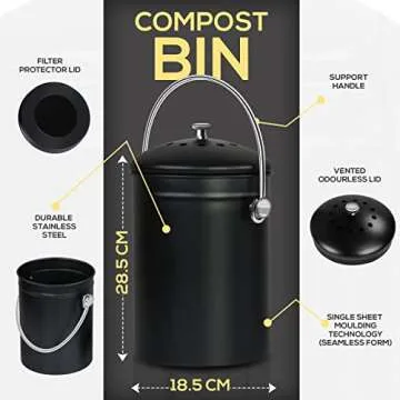 Utopia Kitchen Compost Bin for Kitchen Countertop, 1.3 Gallon Compost Bucket for Kitchen with Lid, I...