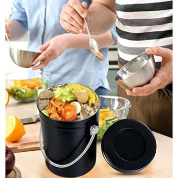 Stylish Utopia Kitchen Compost Bin, 1.3 Gallon Capacity