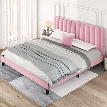 Stylish HOOMIC King Size Bed Frame - Vibrant Velvet Design